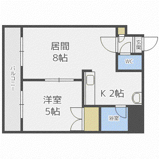 セントポーリア弐番館(1LDK/8階)の間取り写真