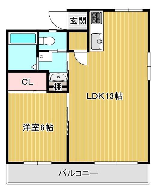 セントラルマンション武蔵野(1LDK/3階)の間取り写真