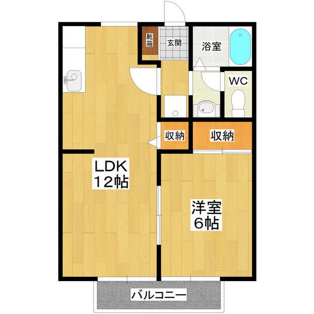 サンライフヤマグチ(1LDK/2階)の間取り写真