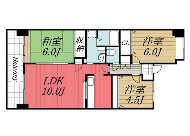 ユーフォニー市原(3LDK/5階)の間取り写真