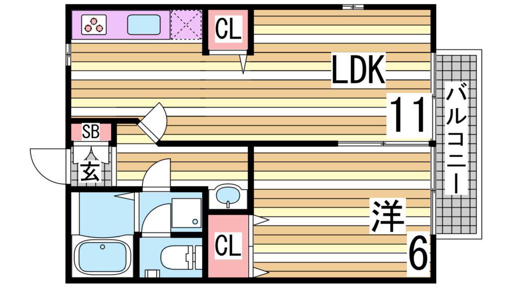 ハイツサンフラワー(1LDK/1階)の間取り写真