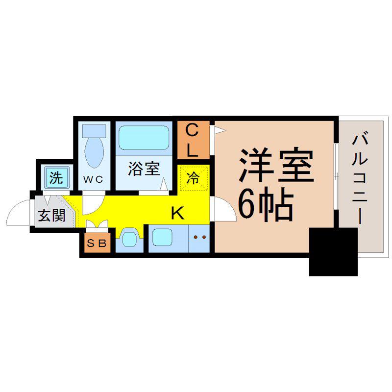 プレサンスNAGOYA桜通ビッグビート(1K/2階)の間取り写真
