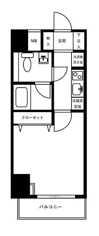 プレール・ドゥーク木場駅前(1K/2階)の間取り写真