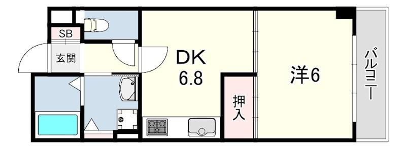 グレイス西宮(1DK/5階)の間取り写真