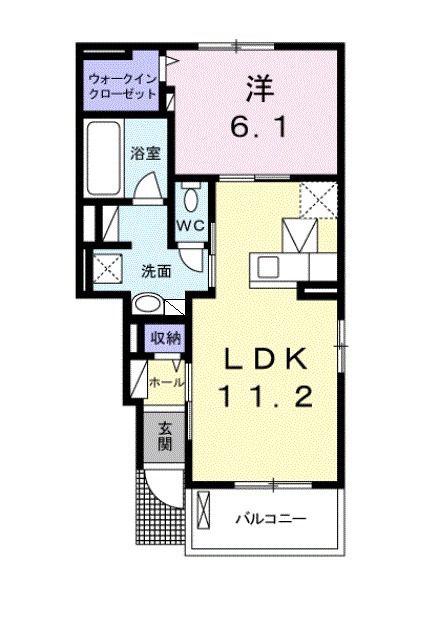 テスラ B(1LDK/1階)の間取り写真
