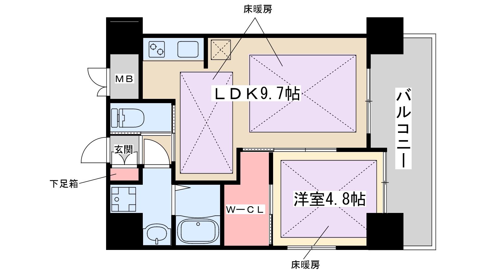 ノルデンハイム江坂Ⅲ(1LDK/11階)の間取り写真