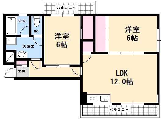 第2コーポ田中(2LDK/2階)の間取り写真
