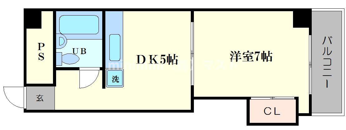 メゾンブランカ(1DK/9階)の間取り写真