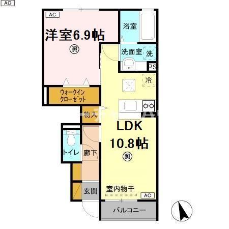 グランディール(1LDK/1階)の間取り写真