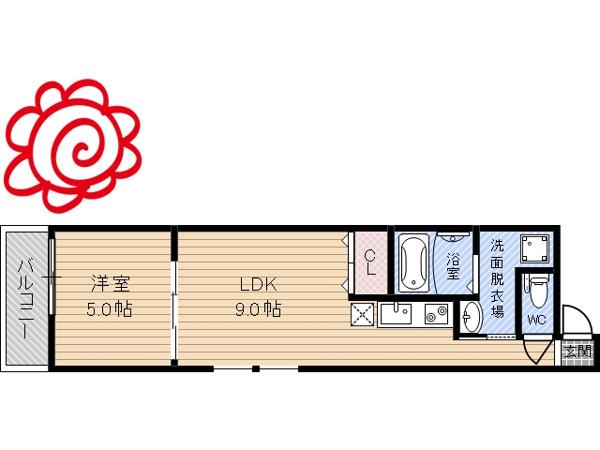 フジパレス鶴見X番館(1LDK/3階)の間取り写真