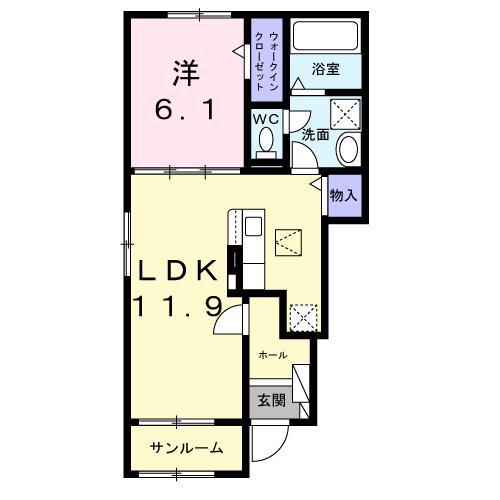 グランテラス V(1LDK/1階)の間取り写真