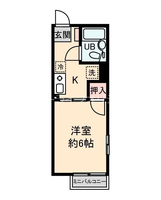 シティハイムアークヒルズ(1K/2階)の間取り写真
