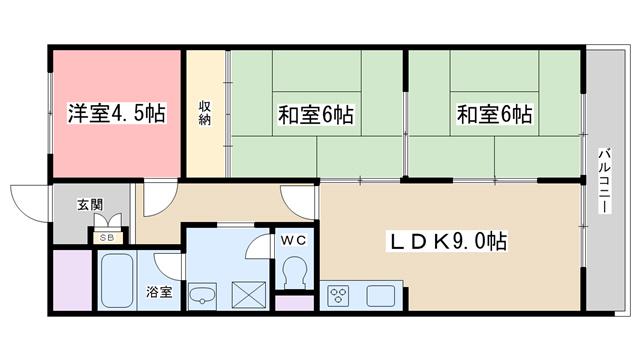 林ハイツ(3LDK/4階)の間取り写真