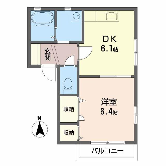 フォーレスノベル(1DK/2階)の間取り写真