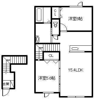 ＪＲ宗谷本線 名寄駅 車で4分 2階建 築5年(2LDK/2階)の間取り写真