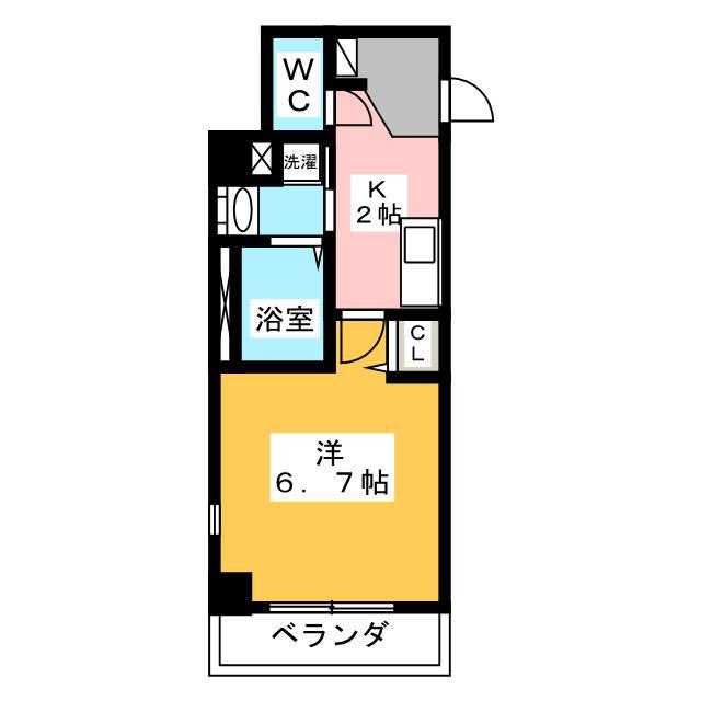 ハックベリー(1K/3階)の間取り写真