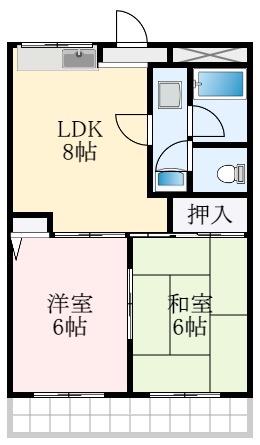 清信ハイツ(2LDK/4階)の間取り写真