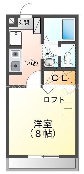メゾン・ド・ラヴィ菰口I(1K/2階)の間取り写真