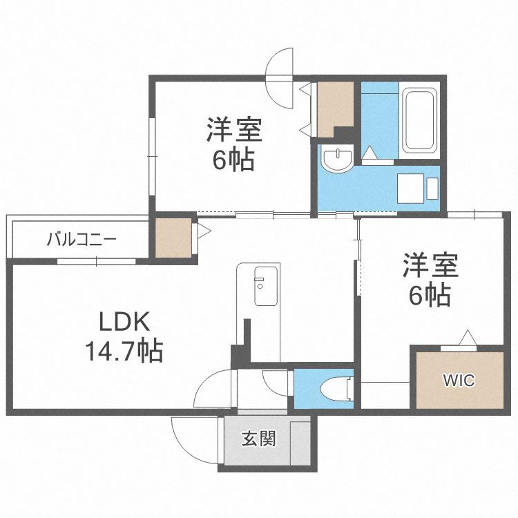 セカンドアヴェニュー(2LDK/2階)の間取り写真