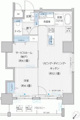 GRANDEUR FUJI(1SLDK/8階)の間取り写真