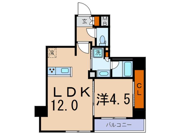 プラウドフラット根津谷中(1LDK/2階)の間取り写真