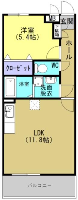 Y&M グランディール湘南II(1LDK/1階)の間取り写真