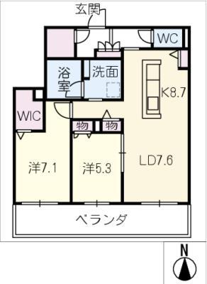 フェニー コート(2LDK/3階)の間取り写真