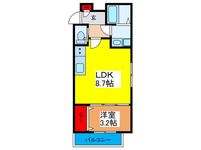 ル・レーヴ今津 北棟(1LDK/2階)の間取り写真