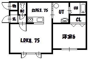 LA GRACE(1LDK/1階)の間取り写真