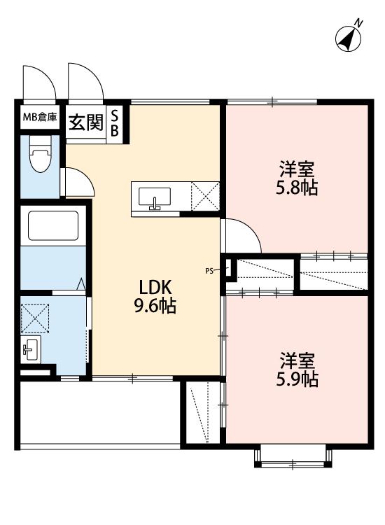 NS中山東(2LDK/2階)の間取り写真