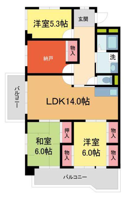 逆瀬川パ-クマンション(3SLDK/10階)の間取り写真