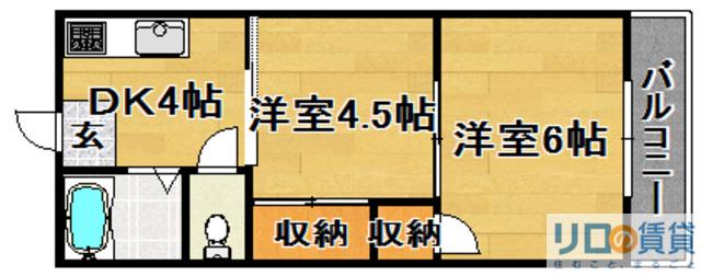 ハイツ寿(2DK/4階)の間取り写真