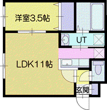 HYATT恵庭(1LDK/4階)の間取り写真