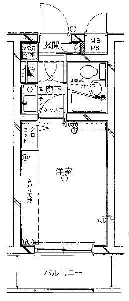 クリオ根岸弐番館 213(ワンルーム/2階)の間取り写真