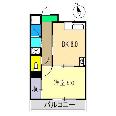安芸ガーデン(1DK/3階)の間取り写真