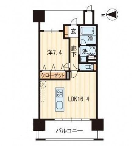 アルファステイツ高松駅前(1LDK/4階)の間取り写真