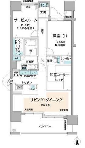 ロイヤルパークス荻窪(1SLDK/9階)の間取り写真