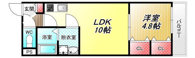 BADGETOMOIESTIV(1LDK/1階)の間取り写真