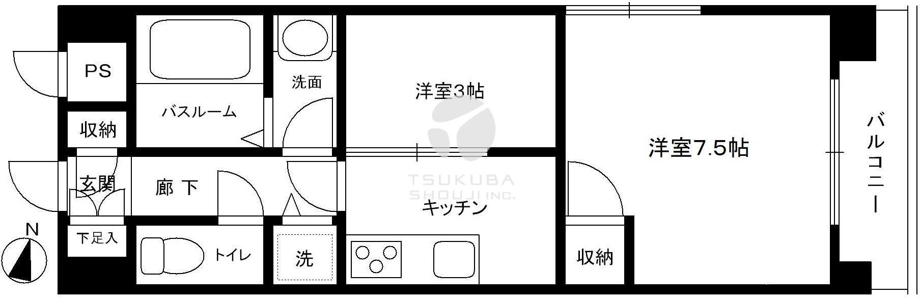 セザール神楽坂506(2K/5階)の間取り写真