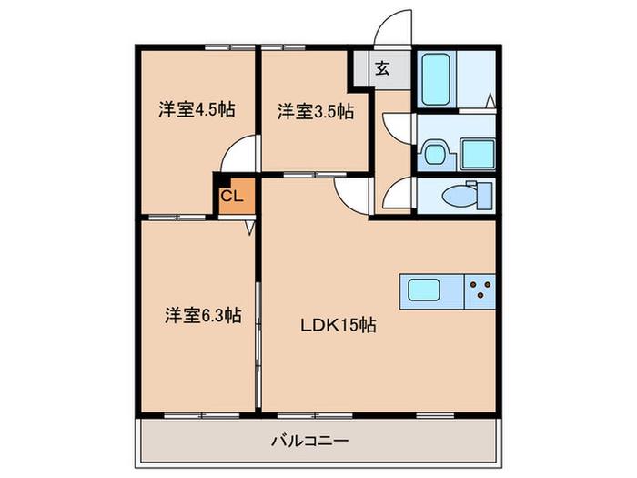 プレシャス多々良(3LDK/1階)の間取り写真