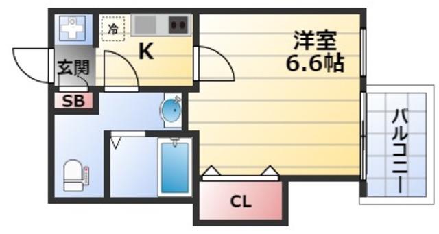フレンシアノイエ東三国(1K/10階)の間取り写真