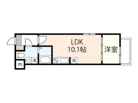 セブンプロート江波本町(1LDK/1階)の間取り写真