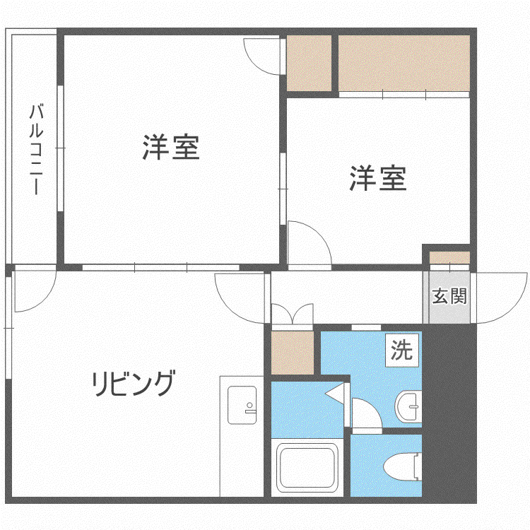フロンティア山鼻(2LDK/4階)の間取り写真
