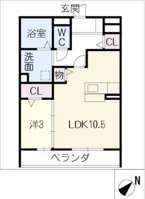 LIFE乗鞍LIVING(1LDK/2階)の間取り写真