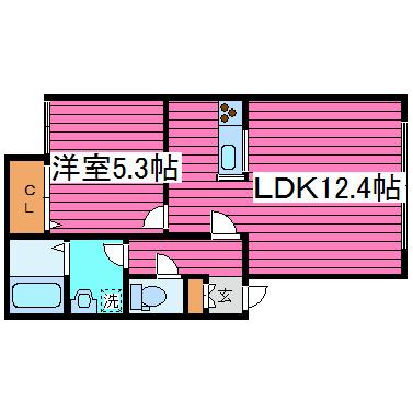 ブライトハウス(1LDK/1階)の間取り写真