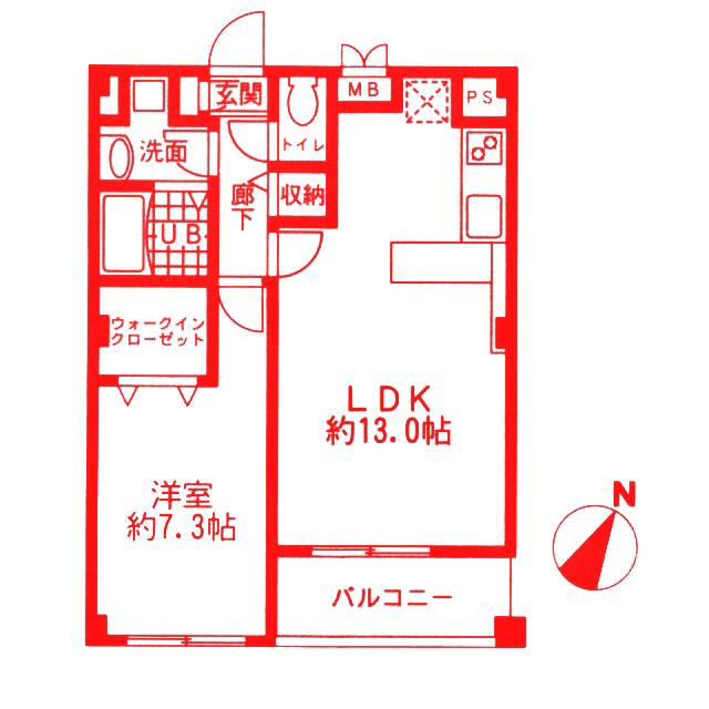 ベルフィオーレ日吉(1DK/3階)の間取り写真