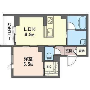 ラ・ルーム泉町(1LDK/2階)の間取り写真