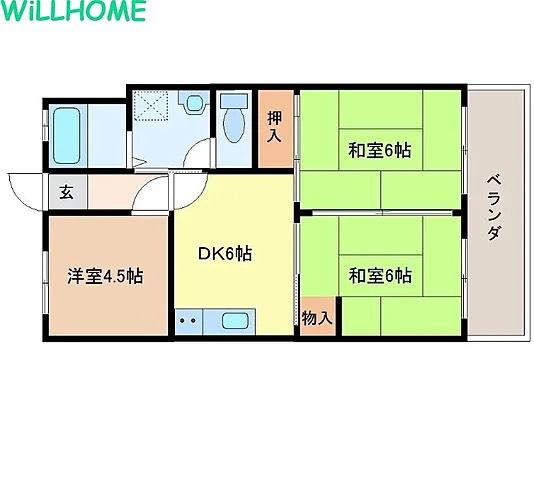 ウエデローズマンション(2DK/2階)の間取り写真