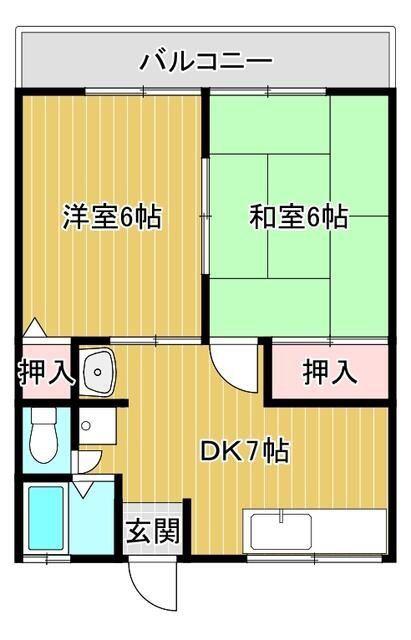 シティハイムバイオレット(2DK/2階)の間取り写真