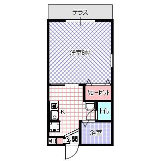 ラルゴ忍ヶ丘(1K/1階)の間取り写真